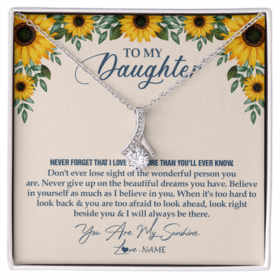Alluring Beauty Necklace | Personalized To My Daughter Necklace From Mom Dad Sunflower You Are My Sunshine Daughter Jewelry Graduation Birthday Christmas Customized Gift Box Message Card | siriusteestore