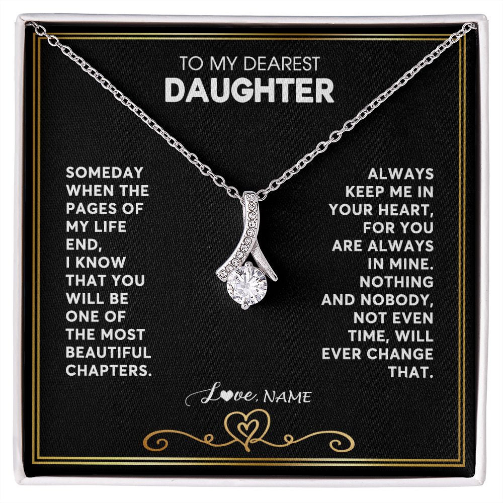 Alluring Beauty Necklace | Personalized To My Daughter Necklace From Mom Dad When The Pages Of My Life End Daughter Birthday Graduation Christmas Customized Gift Box Message Card | siriusteestore