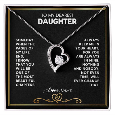 Forever Love Necklace | Personalized To My Daughter Necklace From Mom Dad When The Pages Of My Life End Daughter Birthday Graduation Christmas Customized Gift Box Message Card | siriusteestore
