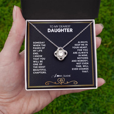 Love Knot Necklace | Personalized To My Daughter Necklace From Mom Dad When The Pages Of My Life End Daughter Birthday Graduation Christmas Customized Gift Box Message Card | siriusteestore