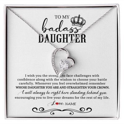 Forever Love Necklace | Personalized To My Daughter Necklace From Mom Dad Wish You The Strength Daughter Birthday Graduation Christmas Jewelry Customized Gift Box Message Card | siriusteestore