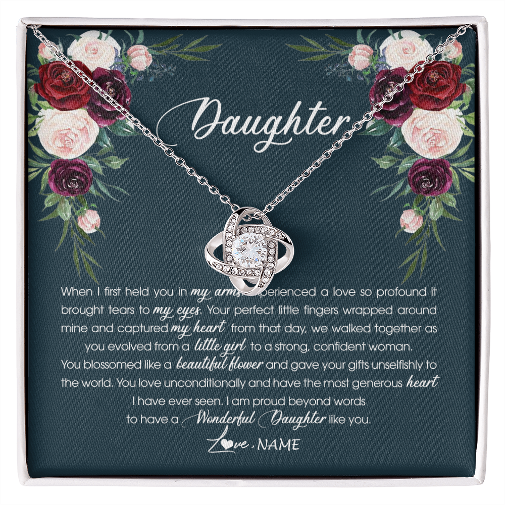 Love Knot Necklace | Personalized To My Daughter Necklace From Mom Dad Wonderful Daughter Like You Daughter Birthday Graduation Christmas Jewelry Customized Gift Box Message Card | siriusteestore