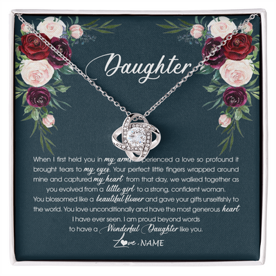 Love Knot Necklace | Personalized To My Daughter Necklace From Mom Dad Wonderful Daughter Like You Daughter Birthday Graduation Christmas Jewelry Customized Gift Box Message Card | siriusteestore