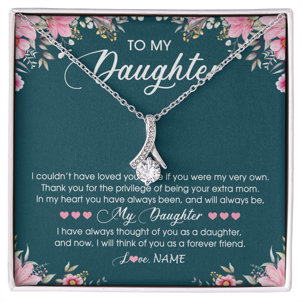 Alluring Beauty Necklace | Personalized To My Daughter Necklace From Mom Mother Flower Will Forever Friend Daughter Birthday Christmas Graduation Customized Gift Box Message Card | siriusteestore