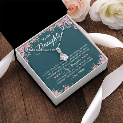 Alluring Beauty Necklace | Personalized To My Daughter Necklace From Mom Mother Flower Will Forever Friend Daughter Birthday Christmas Graduation Customized Gift Box Message Card | siriusteestore