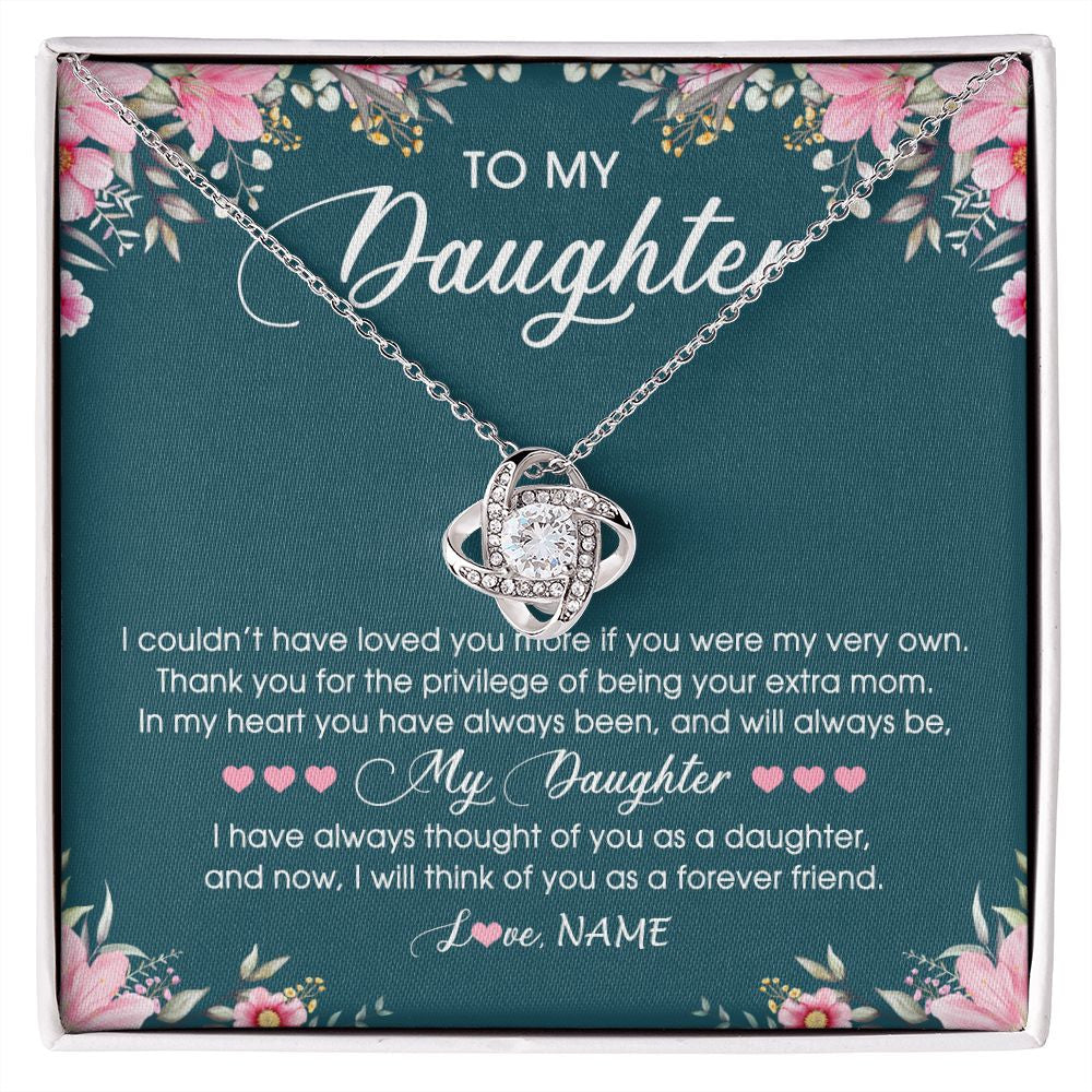 Love Knot Necklace | Personalized To My Daughter Necklace From Mom Mother Flower Will Forever Friend Daughter Birthday Christmas Graduation Customized Gift Box Message Card | siriusteestore