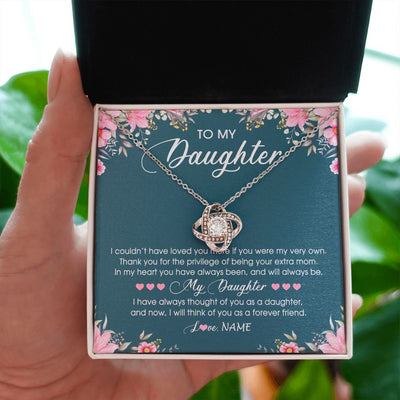 Love Knot Necklace | Personalized To My Daughter Necklace From Mom Mother Flower Will Forever Friend Daughter Birthday Christmas Graduation Customized Gift Box Message Card | siriusteestore