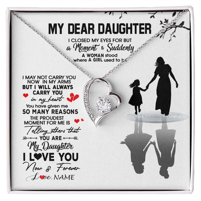Forever Love Necklace | Personalized To My Daughter Necklace From Mom Mother I Love You Letters For Her Daughter Birthday Graduation Christmas Customized Gift Box Message Card | siriusteestore