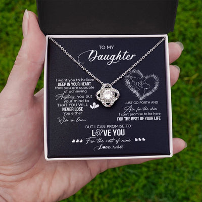 Love Knot Necklace | Personalized To My Daughter Necklace From Mom Mother Promise To Love You Daughter Birthday Graduation Christmas Pendant Customized Gift Box Message Card | siriusteestore