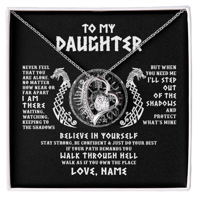 Forever Love Necklace | Personalized To My Daughter Necklace Viking Never Feel You Are Alone Odin Scandinavian Norse Runes Daughter Birthday Christmas Customized Gift Box Message Card | siriusteestore