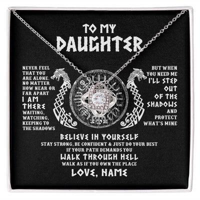 Love Knot Necklace | Personalized To My Daughter Necklace Viking Never Feel You Are Alone Odin Scandinavian Norse Runes Daughter Birthday Christmas Customized Gift Box Message Card | siriusteestore