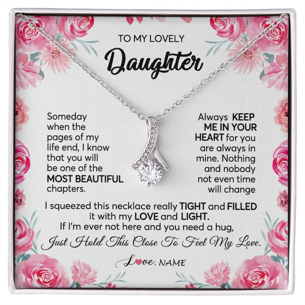 Alluring Beauty Necklace | Personalized To My Daughter Necklace from Mom Dad Always Keep Me in Your Heart Daughter Birthday Graduation Christmas Customized Gift Box Message Card | siriusteestore