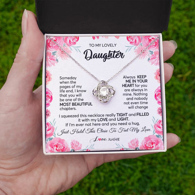 Love Knot Necklace | Personalized To My Daughter Necklace from Mom Dad Always Keep Me in Your Heart Daughter Birthday Graduation Christmas Customized Gift Box Message Card | siriusteestore