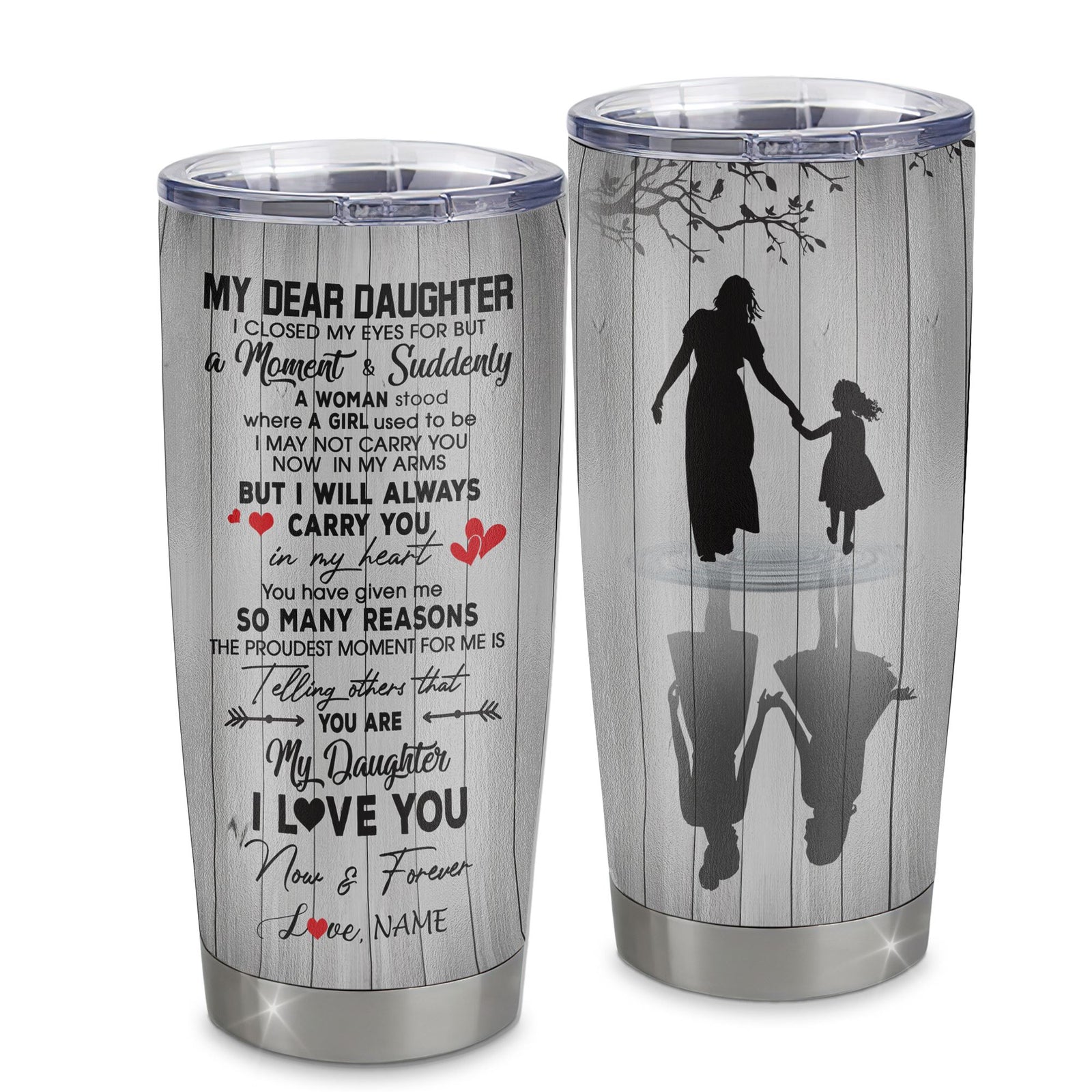 Personalized To My Daughter Nephew From Mom Mother Stainless Steel Cup I Love You Letters For Her Daughter Birthday Graduation Christmas Travel Mug | siriusteestore
