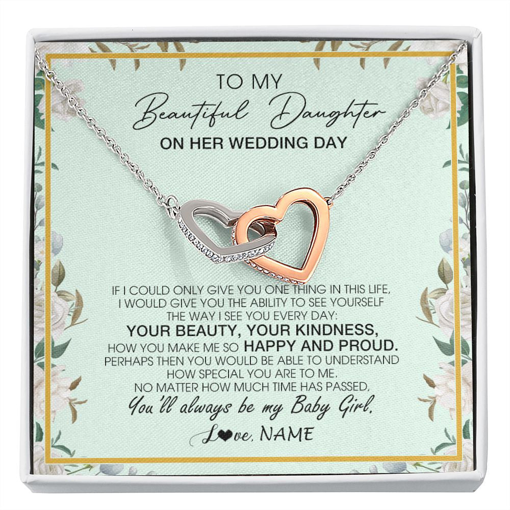 Interlocking Hearts Necklace | Personalized To My Daughter On Her Wedding Day Wedding Day Necklace From Mom Mother To Daughter Bride For Wedding Day Customized Gift Box Message Card | siriusteestore