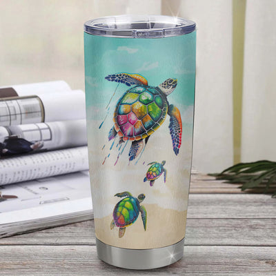 Personalized To My Daughter Tumbler From Dad Mom Father Stainless Steel Once Upon A Time Sea Turtle Beach Daughter Birthday Graduation Christmas Travel Mug | siriusteestore