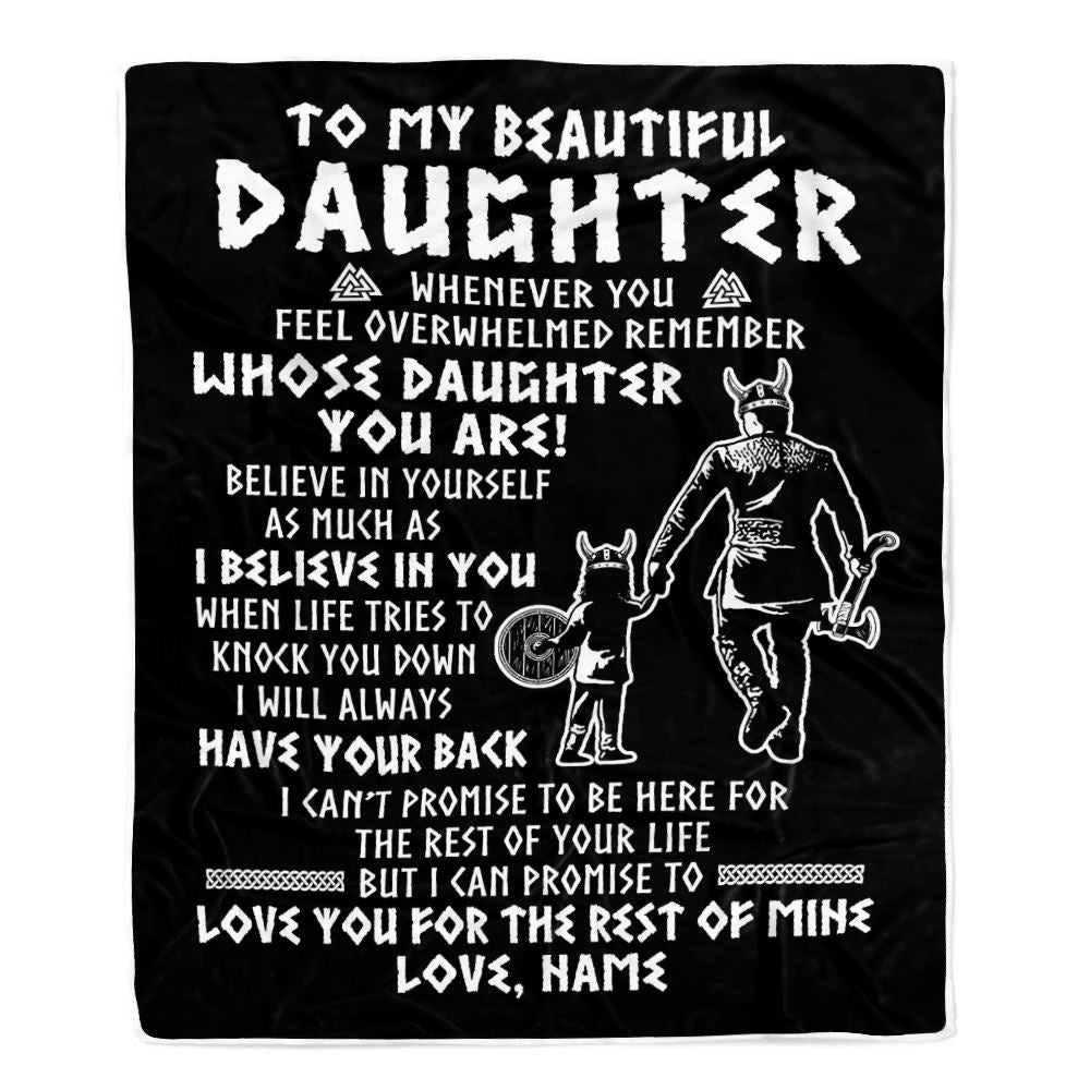 Personalized To My Daughter Viking Blanket Whenever You Feel Overwhelmed Daughter Birthday Christmas Customized Bed Fleece Blanket | siriusteestore