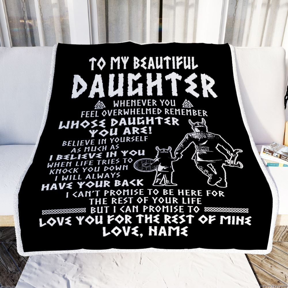 Personalized To My Daughter Viking Blanket Whenever You Feel Overwhelmed Daughter Birthday Christmas Customized Bed Fleece Blanket | siriusteestore