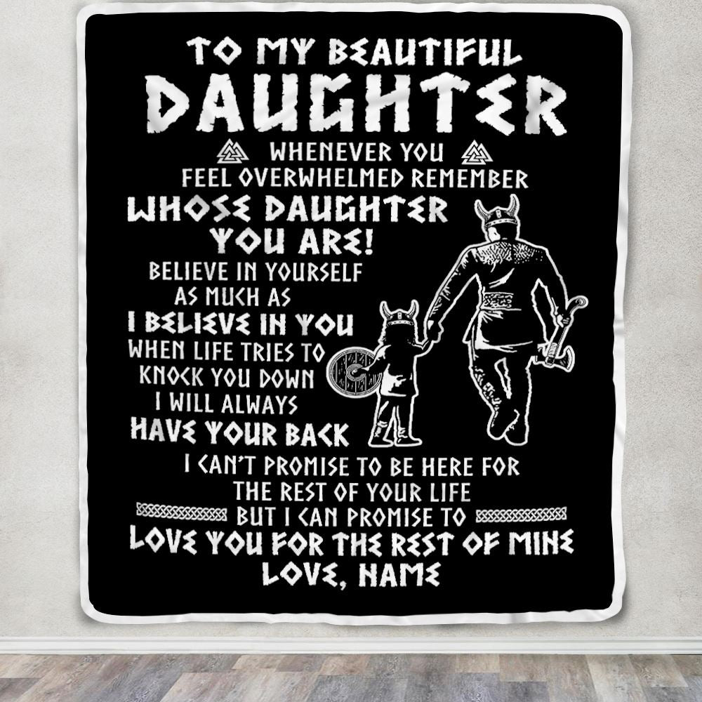 Personalized To My Daughter Viking Blanket Whenever You Feel Overwhelmed Daughter Birthday Christmas Customized Bed Fleece Blanket | siriusteestore