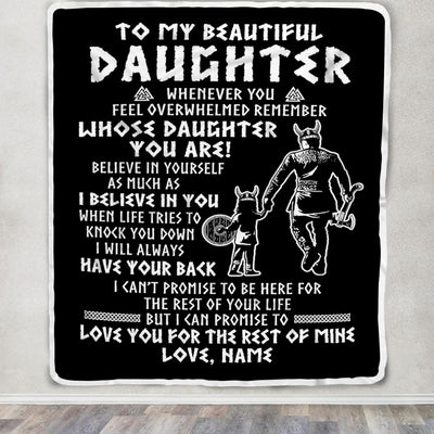 Personalized To My Daughter Viking Blanket Whenever You Feel Overwhelmed Daughter Birthday Christmas Customized Bed Fleece Blanket | siriusteestore