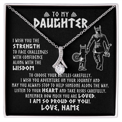 Alluring Beauty Necklace | Personalized To My Daughter Viking Necklace From Dad Father I Am So Proud Of You Runes Viking Daughter Birthday Christmas Customized Gift Box Message Card | siriusteestore