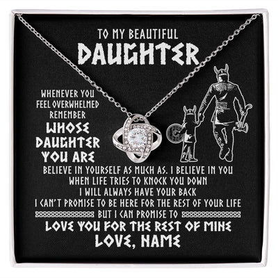 Love Knot Necklace | Personalized To My Daughter Viking Necklace Whenever You Feel Overwhelmed Daughter Birthday Christmas Jewelry Customized Gift Box Message Card | siriusteestore