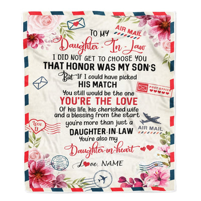 Personalized To My Dear Daughter In Law Blanket From Mother Mom in law You're Also My Daughter in Heart Birthday Christmas Customized Fleece Throw Blanket | siriusteestore