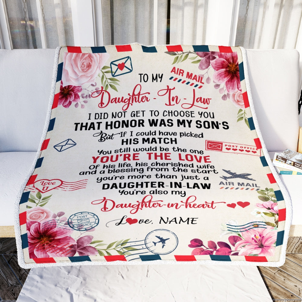 Personalized To My Dear Daughter In Law Blanket From Mother Mom in law You're Also My Daughter in Heart Birthday Christmas Customized Fleece Throw Blanket | siriusteestore