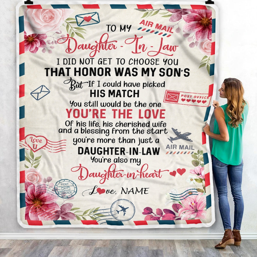 Personalized To My Dear Daughter In Law Blanket From Mother Mom in law You're Also My Daughter in Heart Birthday Christmas Customized Fleece Throw Blanket | siriusteestore