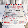 Personalized To My Fiance Blanket Air Mail Letter I Love You Fiance For Him Birthday Anniversary Valentines Day Christmas Fleece Throw Blanket | siriusteestore