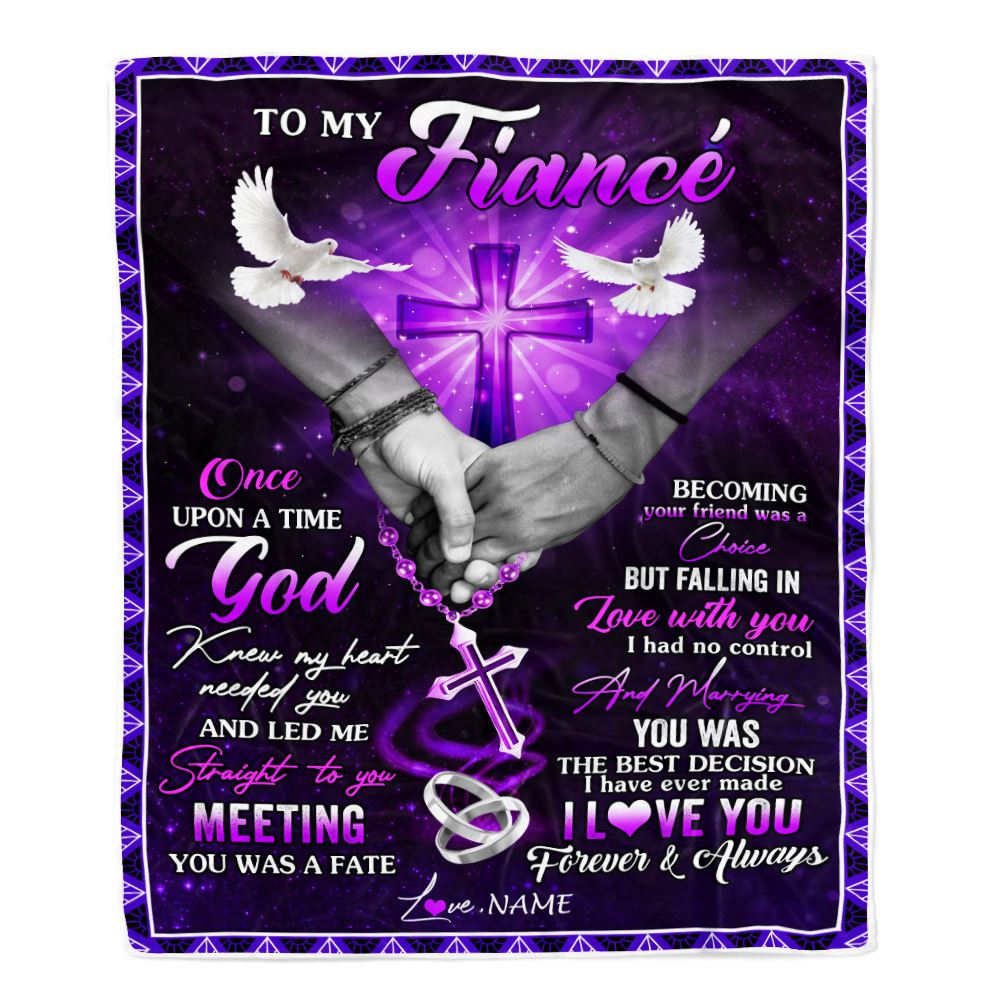 Personalized To My Fiance Blanket From Fiancee Meeting You Was Fate Fiance Anniversary Valentines Day For Him Birthday Christmas Fleece Throw Blanket | siriusteestore