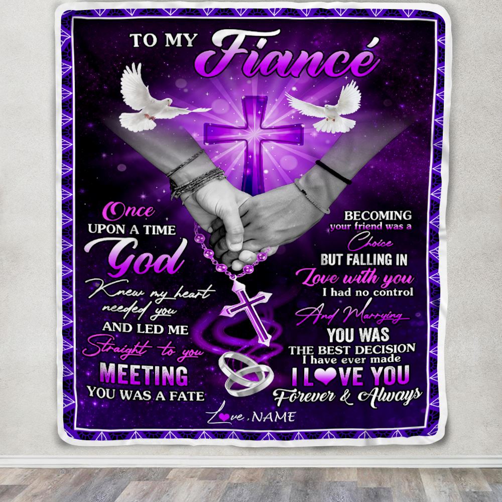 Personalized To My Fiance Blanket From Fiancee Meeting You Was Fate Fiance Anniversary Valentines Day For Him Birthday Christmas Fleece Throw Blanket | siriusteestore