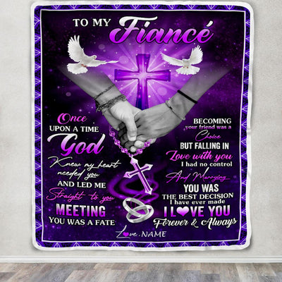 Personalized To My Fiance Blanket From Fiancee Meeting You Was Fate Fiance Anniversary Valentines Day For Him Birthday Christmas Fleece Throw Blanket | siriusteestore