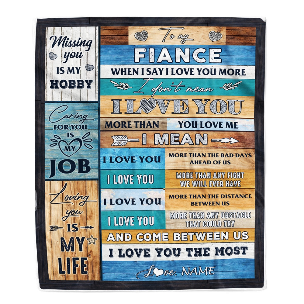 Personalized To My Fiance Blanket From Fiancee When I Say I Love You Fiance Birthday Valentine Anniversary Christmas Customized Fleece Blanket | siriusteestore