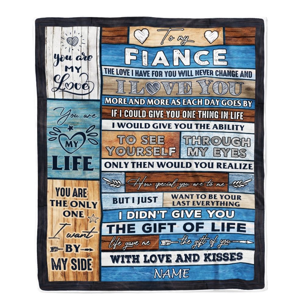Personalized To My Fiance Blanket From Fiancee Wood I Love You More And More Fiance Anniversary Valentines Day For Him Christmas Fleece Throw Blanket | siriusteestore