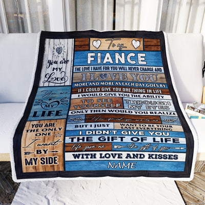 Personalized To My Fiance Blanket From Fiancee Wood I Love You More And More Fiance Anniversary Valentines Day For Him Christmas Fleece Throw Blanket | siriusteestore