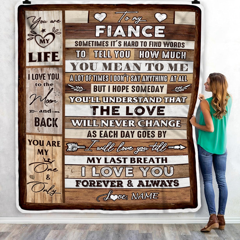 Personalized To My Fiance Blanket From Fiancee Wood You Meaning To Me Siriustee