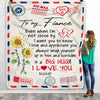 Personalized To My Fiance Blanket Love Big Hug Air Mail Letter Sunflower Fiance For Him Birthday Anniversary Valentines Day Christmas Fleece Throw Blanket | siriusteestore