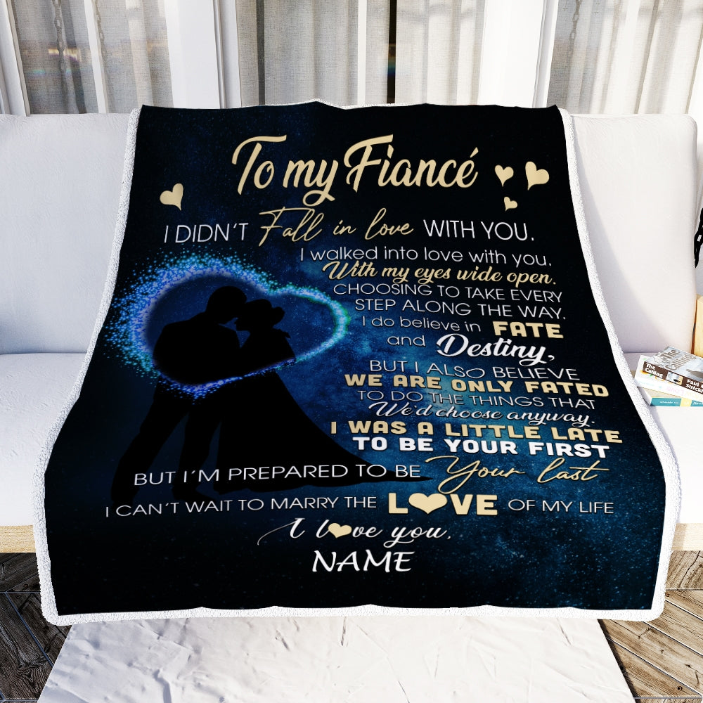 Personalized To My Fiance Blankets Fall In Love With You Future Husband Fiance Birthday Valentine's Day Christmas Customized Fleece Blanket | siriusteestore