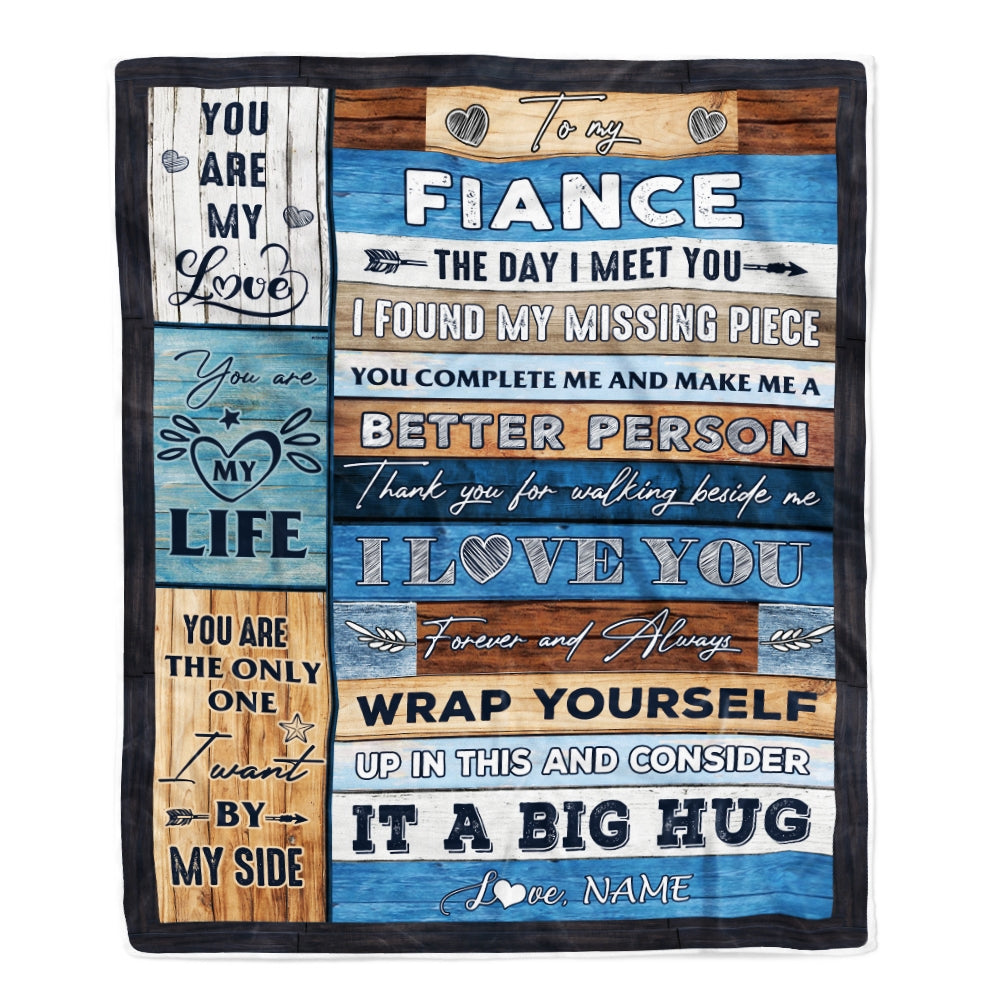 Personalized To My Fiance Blankets From Fiancee You Are My Love It A Big Hug Fiance Birthday Valentine's Day Christmas Customized Fleece Blanket | siriusteestore