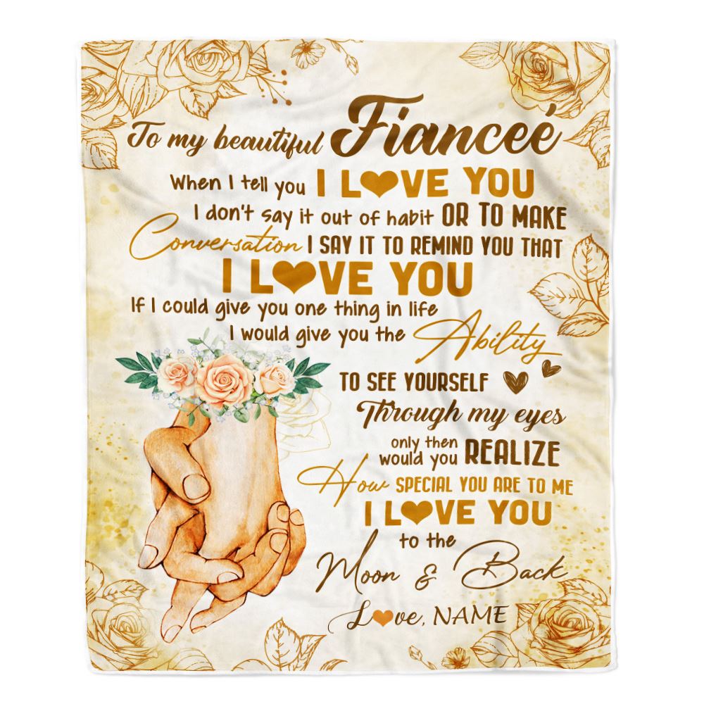 Personalized To My Fiancee Blanket From Fiance Conversation Ability Moon Back Fiancee Wedding Valentines Day Birthday Christmas Customized Fleece Blanket | siriusteestore