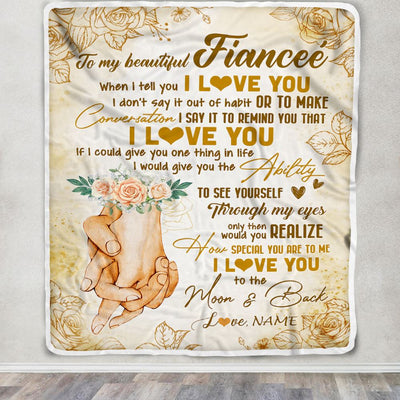 Personalized To My Fiancee Blanket From Fiance Conversation Ability Moon Back Fiancee Wedding Valentines Day Birthday Christmas Customized Fleece Blanket | siriusteestore