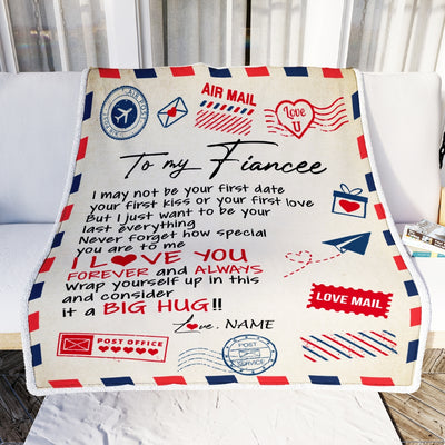 Personalized To My Fiancee Blanket From Fiance Love You Forever Always Airmail Letter Birthday Valentine Christmas Customized Fleece Blanket | siriusteestore