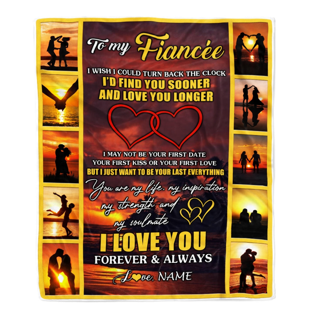 Personalized To My Fiancee Blanket From Fiance Name Sunset I Love You Birthday Anniversary Valentine's Day Christmas Gift Bed Quilt Fleece Throw Blanket | siriusteestore