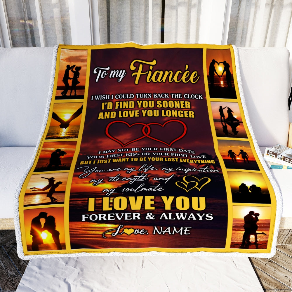 Personalized To My Fiancee Blanket From Fiance Name Sunset I Love You Birthday Anniversary Valentine's Day Christmas Gift Bed Quilt Fleece Throw Blanket | siriusteestore