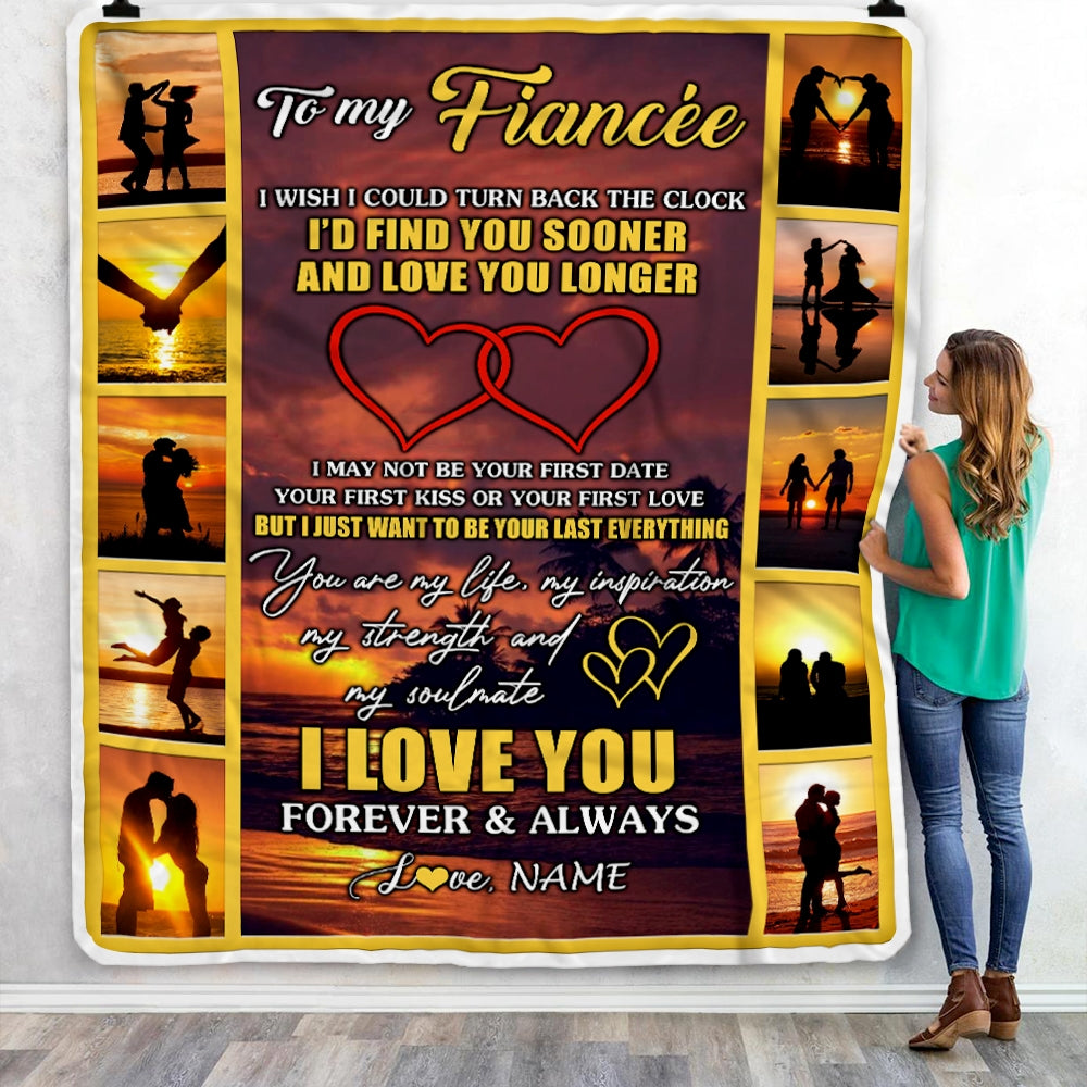 Personalized To My Fiancee Blanket From Fiance Name Sunset I Love You Birthday Anniversary Valentine's Day Christmas Gift Bed Quilt Fleece Throw Blanket | siriusteestore