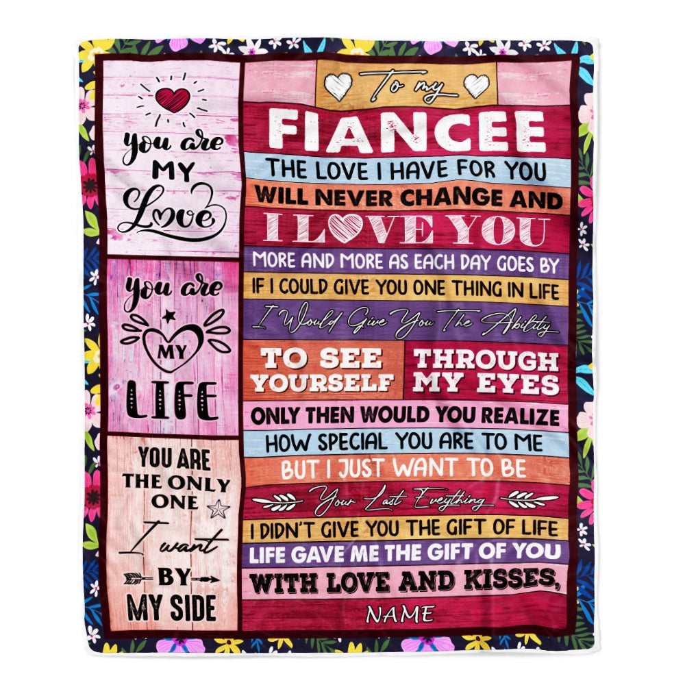 Personalized To My Fiancee Blanket From Fiance Wood I Love You More And More Soulmate Fiancee Anniversary Valentines Day Christmas Fleece Throw Blanket | siriusteestore