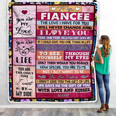 Personalized To My Fiancee Blanket From Fiance Wood I Love You More And More Soulmate Fiancee Anniversary Valentines Day Christmas Fleece Throw Blanket | siriusteestore