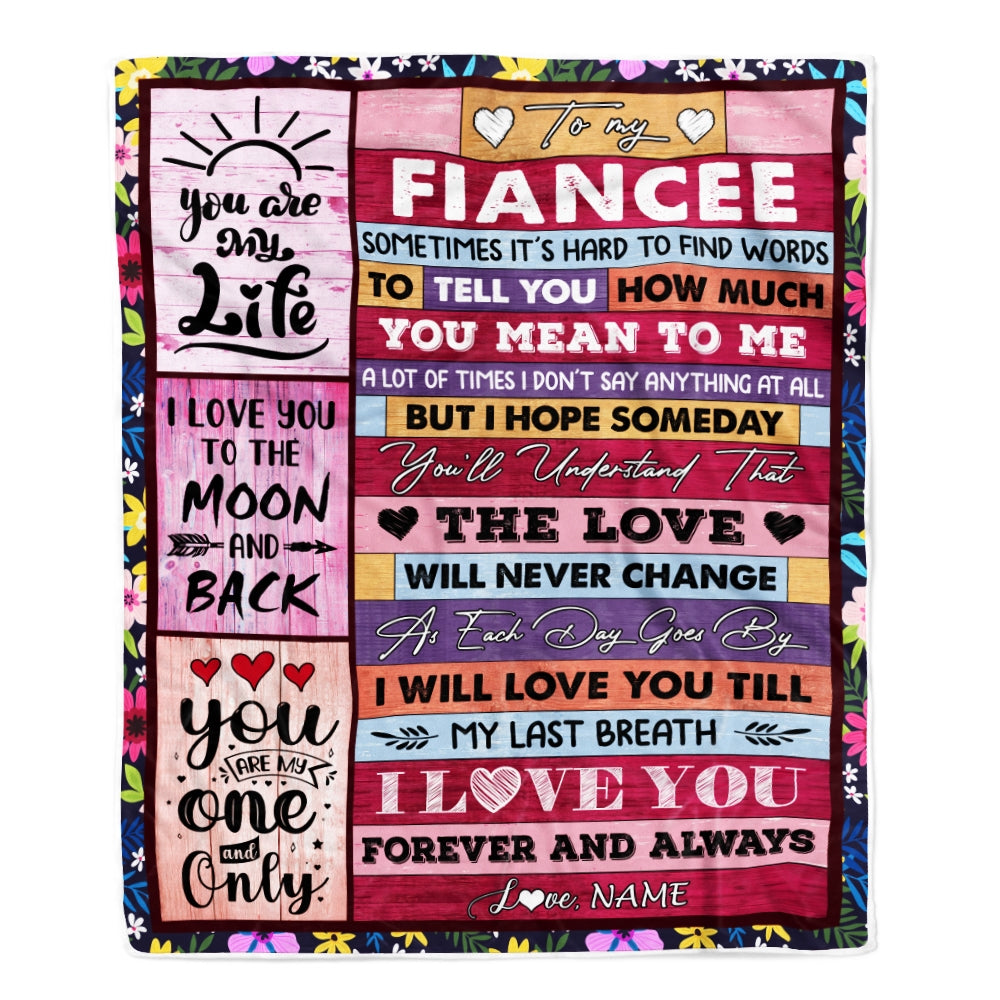 Personalized To My Fiancee Blanket From Fiance Wood Never Forget That I Love You Fiancee Anniversary Valentines Day For Her Christmas Fleece Throw Blanket | siriusteestore