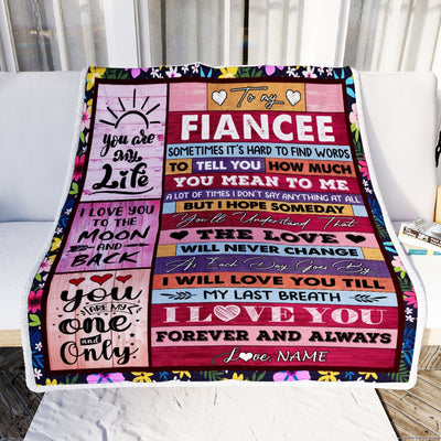 Personalized To My Fiancee Blanket From Fiance Wood Never Forget That I Love You Fiancee Anniversary Valentines Day For Her Christmas Fleece Throw Blanket | siriusteestore
